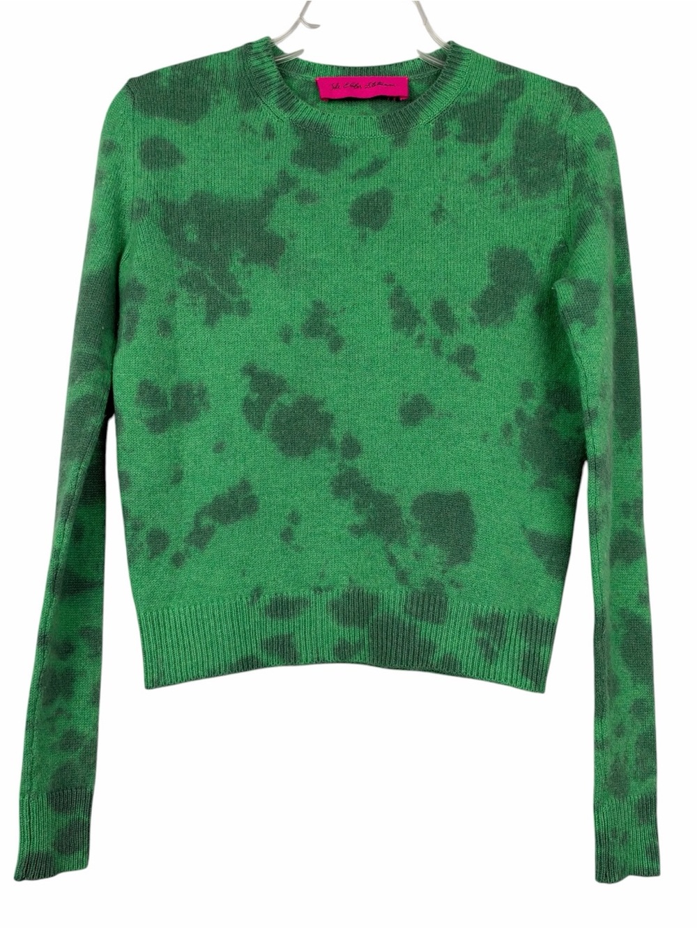 The Elder Statesman Tie Dye Green Pullover Cashmere Sweater
